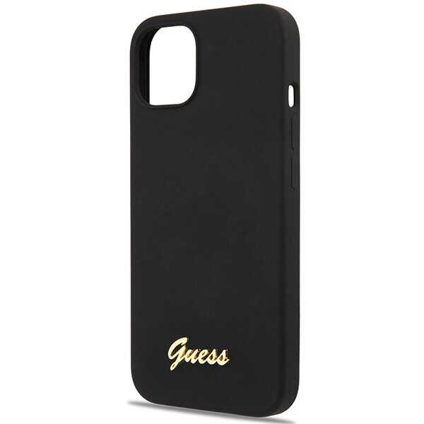 Guess GUHCP13MLSLMGBK iPhone 13 6,1" black hardcase Silicone Script Gold Logo цена и информация | Telefoni kaaned, ümbrised | kaup24.ee