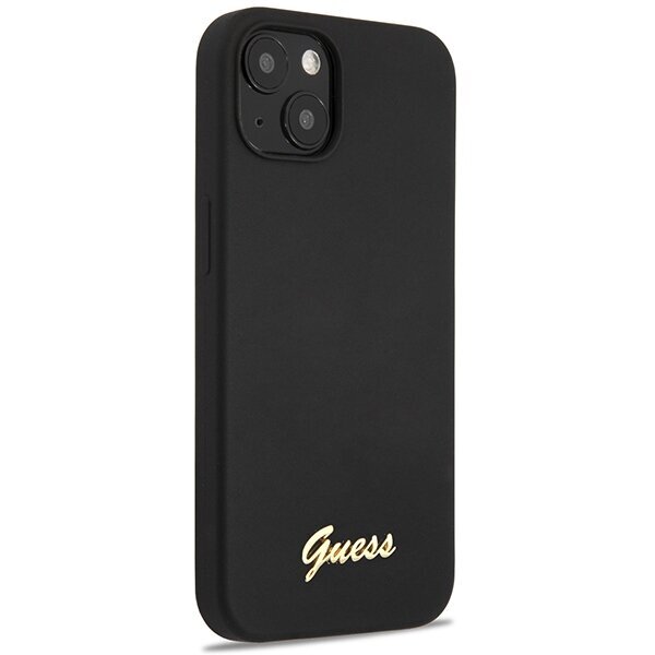 Guess GUHCP13MLSLMGBK iPhone 13 6,1" black hardcase Silicone Script Gold Logo цена и информация | Telefoni kaaned, ümbrised | kaup24.ee