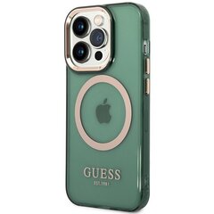 Guess GUHMP14LHTCMA iPhone 14 Pro 6.1" khaki hard case Gold Outline Translucent MagSafe цена и информация | Чехлы для телефонов | kaup24.ee