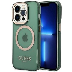 Guess GUHMP14LHTCMA iPhone 14 Pro 6.1" khaki hard case Gold Outline Translucent MagSafe цена и информация | Чехлы для телефонов | kaup24.ee