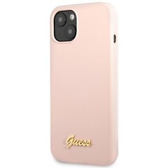 Guess GUHCP13MLSLMGLP iPhone 13 6,1" jasnolight pink hardcase Silicone Script Gold Logo hind ja info | Telefoni kaaned, ümbrised | kaup24.ee