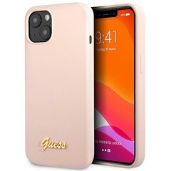 Guess GUHCP13MLSLMGLP iPhone 13 6,1" jasnolight pink hardcase Silicone Script Gold Logo hind ja info | Telefoni kaaned, ümbrised | kaup24.ee