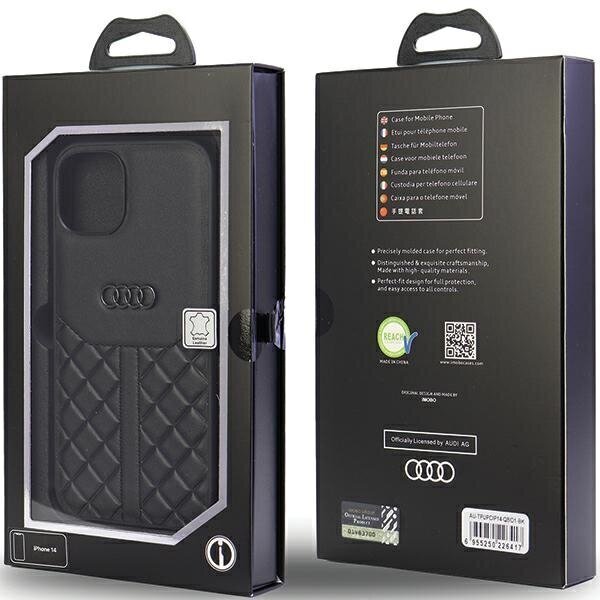 Audi Genuine Leather iPhone 14 6.1" black hardcase AU-TPUPCIP14-Q8|D1-BK hind ja info | Telefoni kaaned, ümbrised | kaup24.ee