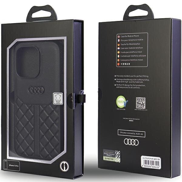 Audi Genuine Leather iPhone 14 Pro 6.1" black hardcase AU-TPUPCIP14P-Q8|D1-BK hind ja info | Telefoni kaaned, ümbrised | kaup24.ee