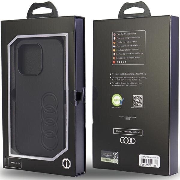 Audi Synthetic Leather iPhone 14 Pro 6.1" black hardcase AU-TPUPCIP14P-TT|D1-BK hind ja info | Telefoni kaaned, ümbrised | kaup24.ee