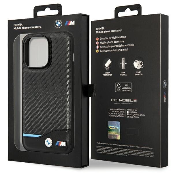 Etui BMW BMHCP13X22NBCK iPhone 13 Pro Max 6.7" black hardcase Leather Carbon цена и информация | Telefoni kaaned, ümbrised | kaup24.ee