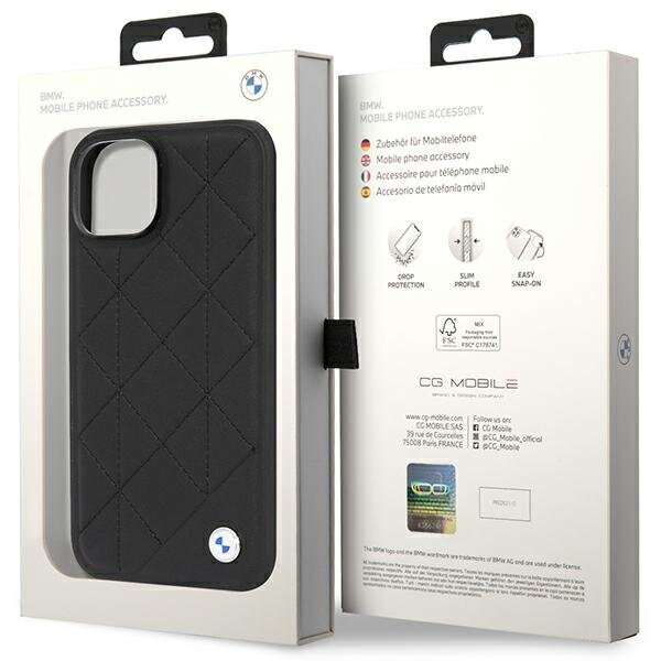 Etui BMW BMHCP14S22RQDK iPhone 14 6.1" black Leather Quilted hind ja info | Telefoni kaaned, ümbrised | kaup24.ee