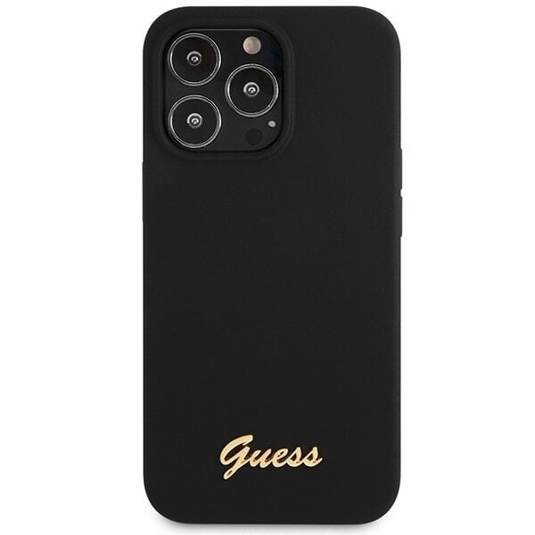 Guess GUHCP13XLSLMGBK iPhone 13 Pro Max 6.7" black hardcase Silicone Script Gold Logo hind ja info | Telefoni kaaned, ümbrised | kaup24.ee