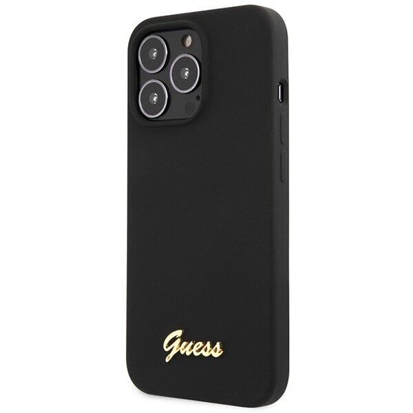 Guess GUHCP13XLSLMGBK iPhone 13 Pro Max 6.7" black hardcase Silicone Script Gold Logo hind ja info | Telefoni kaaned, ümbrised | kaup24.ee