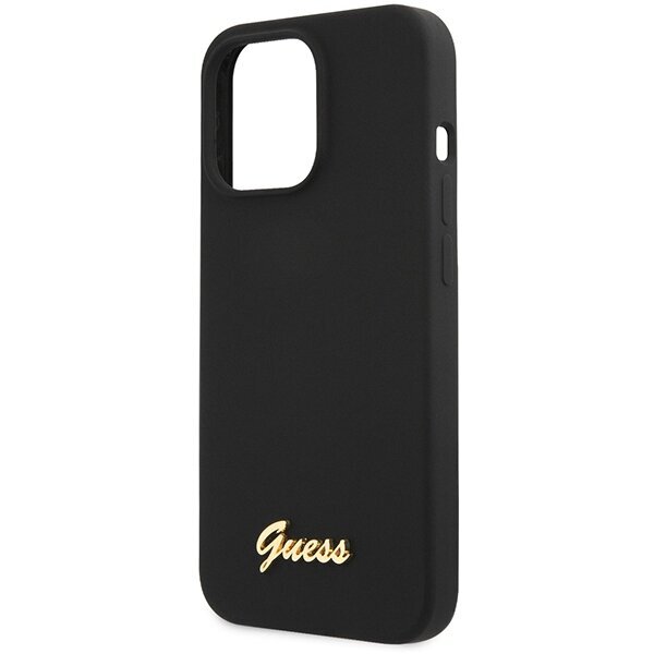 Guess GUHCP13XLSLMGBK iPhone 13 Pro Max 6.7" black hardcase Silicone Script Gold Logo hind ja info | Telefoni kaaned, ümbrised | kaup24.ee