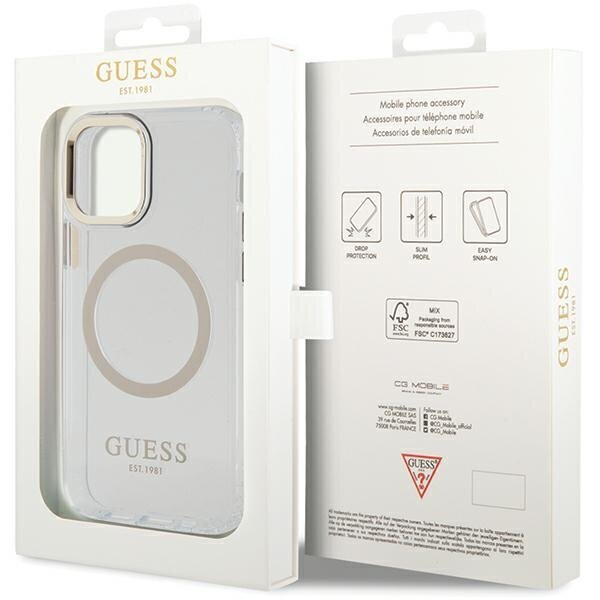 Guess GUHMP12MHTRMD iPhone 12|12 Pro 6.1" gold hardcase Metal Outline Magsafe hind ja info | Telefoni kaaned, ümbrised | kaup24.ee