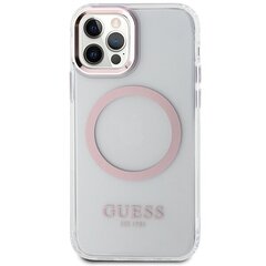 Guess GUHMP12MHTRMP iPhone 12|12 Pro 6.1" pink hard case Metal Outline Magsafe цена и информация | Чехлы для телефонов | kaup24.ee