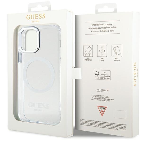 Guess GUHMP12MHTRMS iPhone 12|12 Pro 6.1" silver hard case Metal Outline Magsafe hind ja info | Telefoni kaaned, ümbrised | kaup24.ee