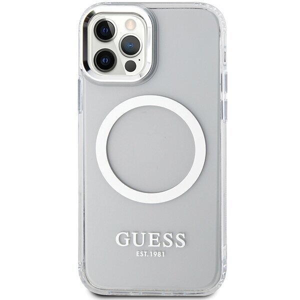 Guess GUHMP12MHTRMS iPhone 12|12 Pro 6.1" silver hard case Metal Outline Magsafe hind ja info | Telefoni kaaned, ümbrised | kaup24.ee