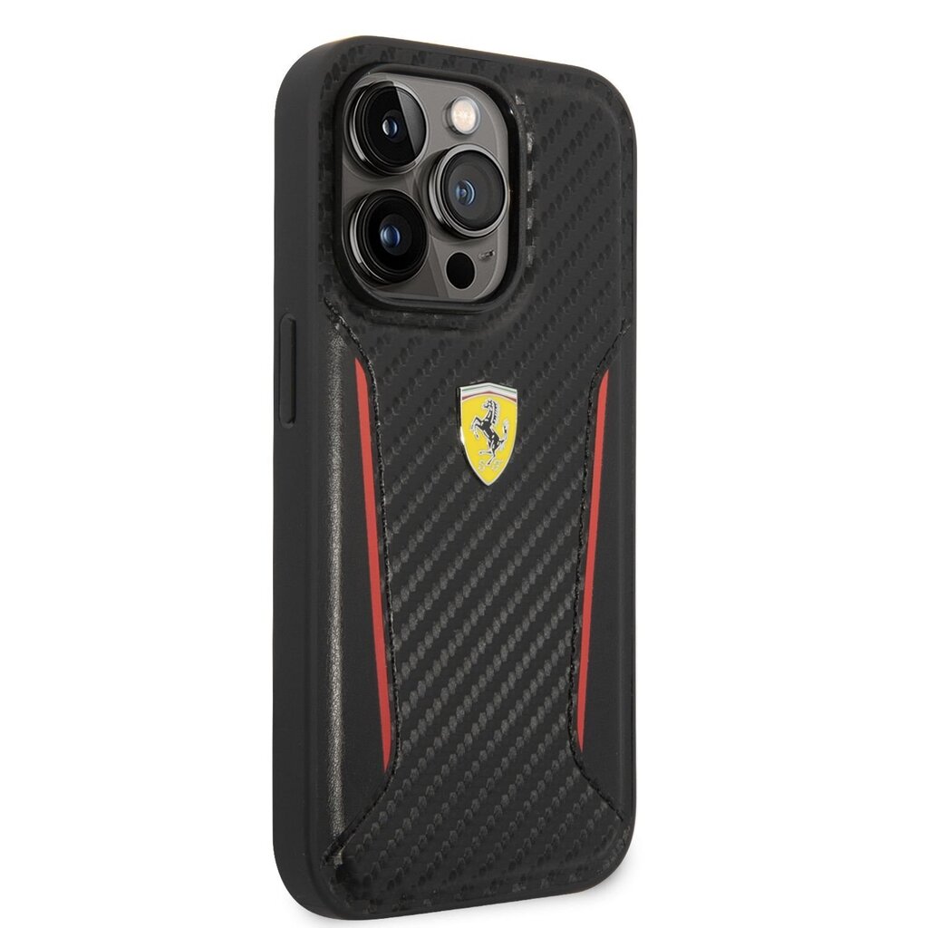 Ferrari PU Carbon Hard Case for iPhone 14 Pro Max Black цена | kaup24.ee