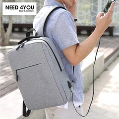 Рюкзак Need 4You, USB, серый цена и информация | Рюкзаки, сумки, чехлы для компьютеров | kaup24.ee