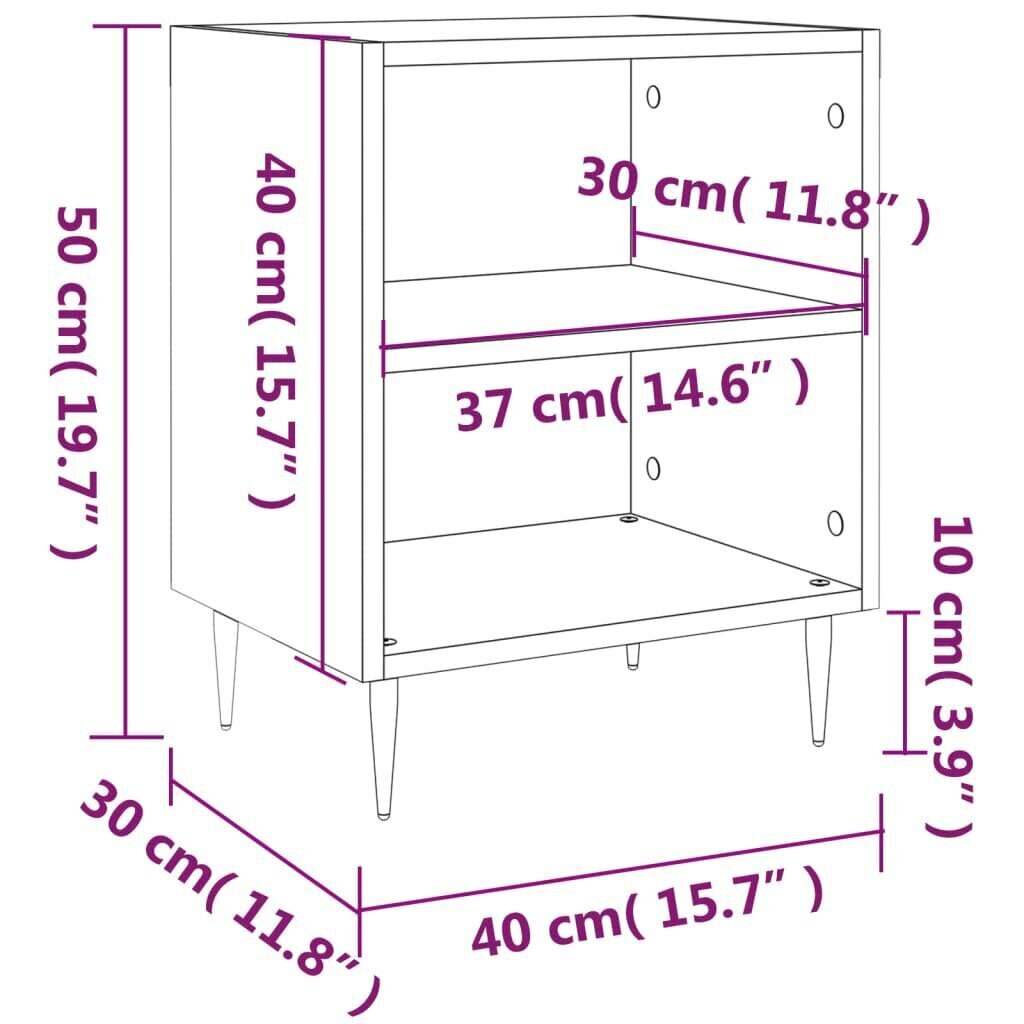 vidaXL öökapid 2 tk, suitsutatud tamm, 40 x 30 x 50 cm, tehispuit hind ja info | Öökapid | kaup24.ee