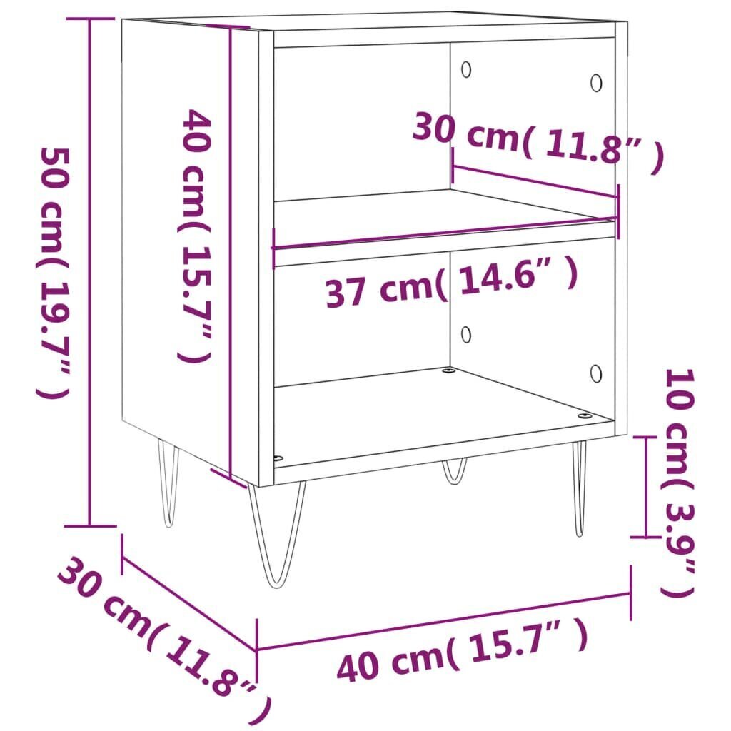 vidaXL öökapid 2 tk, hall Sonoma tamm, 40 x 30 x 50 cm, tehispuit hind ja info | Öökapid | kaup24.ee