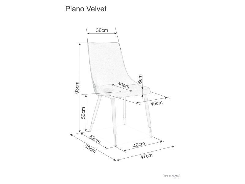 Söögitoolide komplekt Signal Piano Velvet, 2 tooli, hall/must hind ja info | Söögitoolid, baaritoolid | kaup24.ee