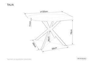 Söögilaud Signal Talia, hall/must цена и информация | Кухонные и обеденные столы | kaup24.ee