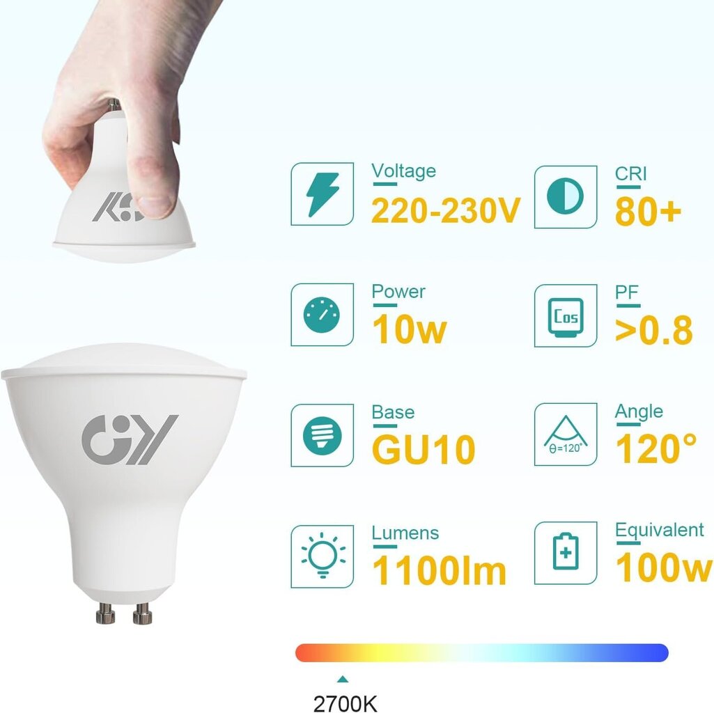 LED-pirn sooja valget värvi GY, 10 W, 2700 K, 1100 luumenit, 12tk hind ja info | Lambipirnid, lambid | kaup24.ee