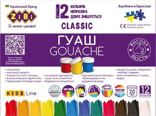 Guaššvärvid Zibi Classic Kids Line, 12 tk. hind ja info | Kunstitarbed, voolimise tarvikud | kaup24.ee