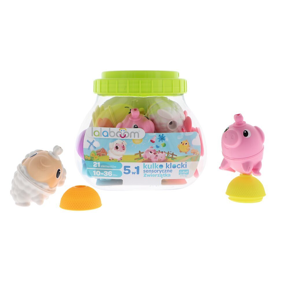 Palli-klotsid Lalaboom Montessori 4-in-1 sensoorsed loomad, 24 tk цена и информация | Imikute mänguasjad | kaup24.ee