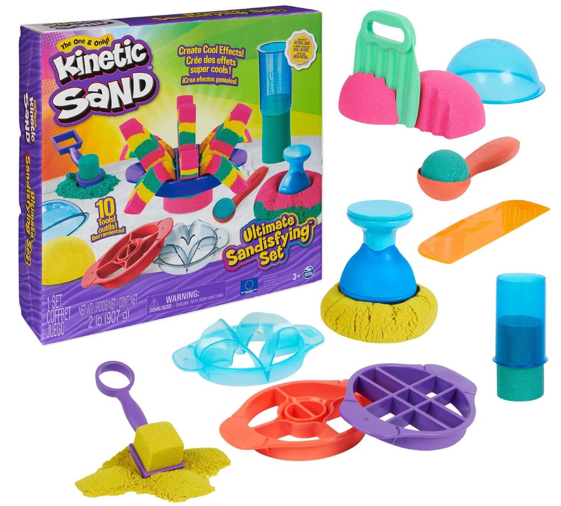 Komplekt Kinetic Sand Ultimate Sandisfying 3 värvi, 10x tarvikud hind ja info | Kunstitarbed, voolimise tarvikud | kaup24.ee