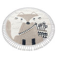 Ковер YOYO EY81 круг серый / белый - Медведь, горы для детей, структурный, сенсорный Бахрома