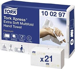 Полотенца для рук Tork Premium Extra Soft H2, 2 слоя, 100 листов, 34х21,2 см, Ш, ячейка цена и информация | Туалетная бумага, бумажные полотенца | kaup24.ee