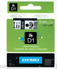 Dymo D1 43610 LabelManager™ Must Läbipaistev 6 mm (5 tk) hind ja info | Printeritarvikud | kaup24.ee