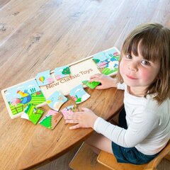 Puslemäng Wooden Farm 4 in 1 New Classic Toys 10450, 16 tk. hind ja info | Pusled | kaup24.ee