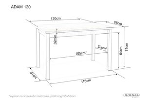 Обеденный стол Signal Adam 120, черный/коричневый цвет цена и информация | Кухонные и обеденные столы | kaup24.ee