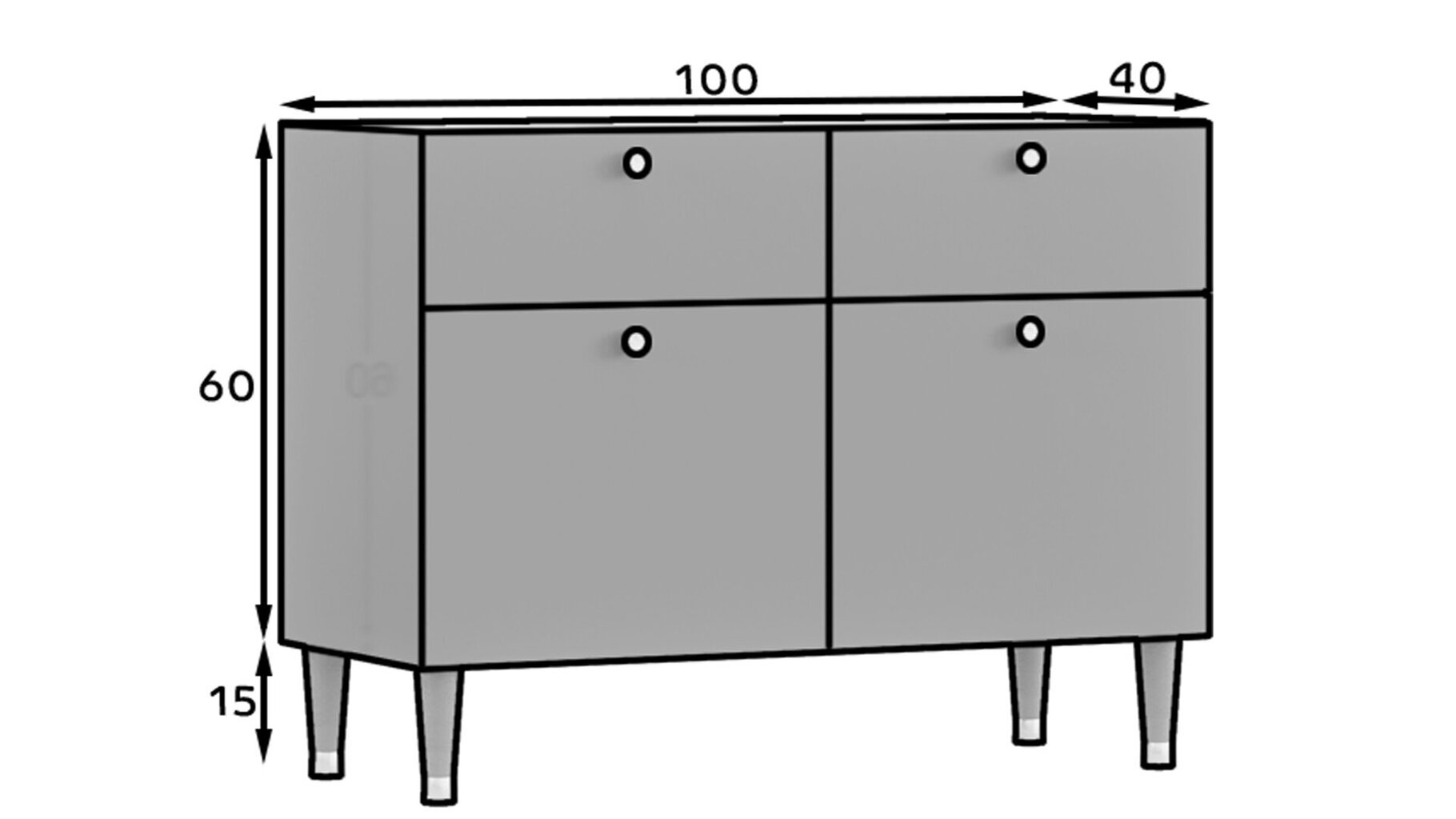 Kummut Includo, 100x40x75 cm, sinine цена и информация | Kummutid | kaup24.ee