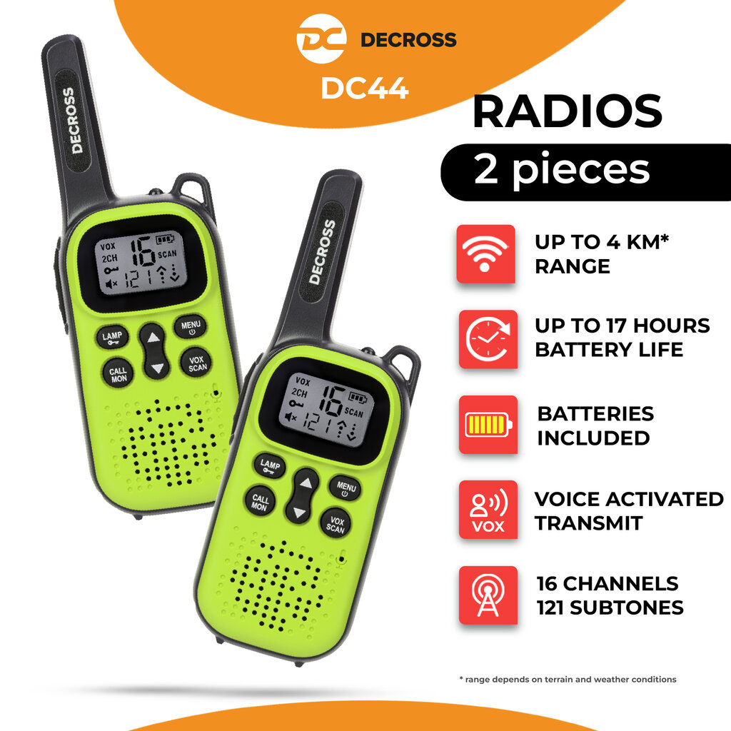 Decross Dc44 Green, 2 tk komplektis цена и информация | Raadiosaatjad | kaup24.ee