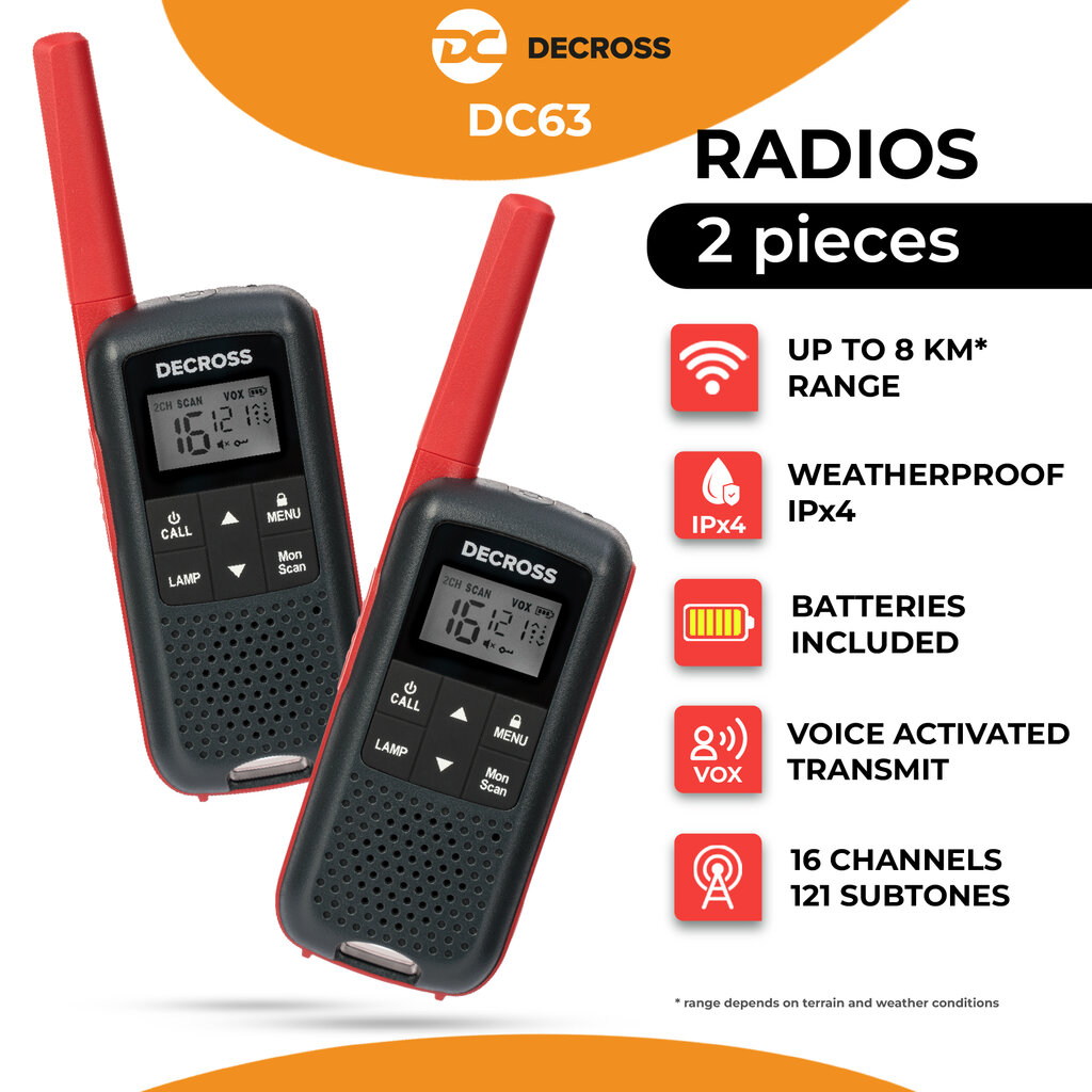 Decross Dc63 Red, komplektis 2 tk hind ja info | Raadiosaatjad | kaup24.ee
