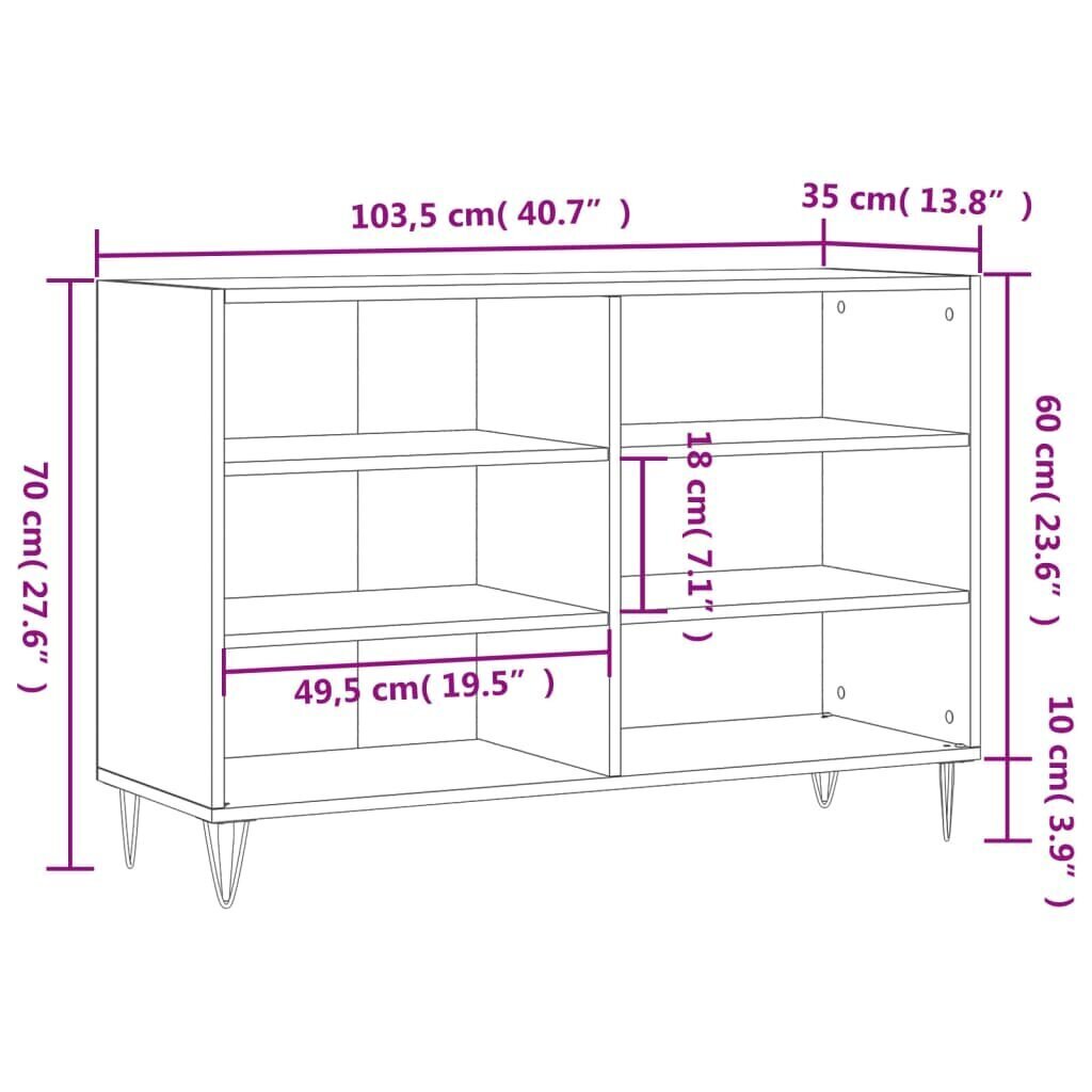 vidaXL puhvetkapp, betoonhall, 103,5 x 35 x 70 cm, tehispuit цена и информация | Elutoa väikesed kapid | kaup24.ee