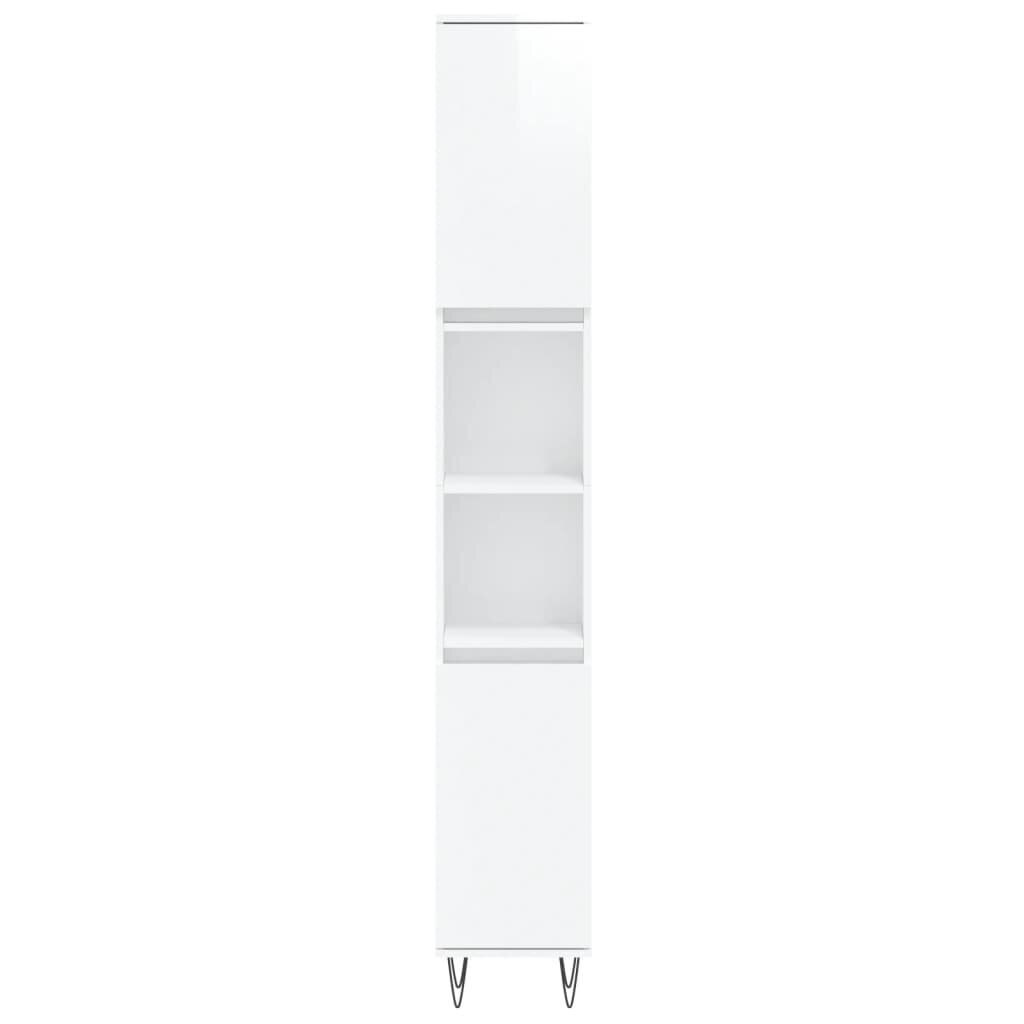 vidaXL vannitoakapp, kõrgläikega valge, 30 x 30 x 190 cm, tehispuit цена и информация | Vannitoakapid | kaup24.ee