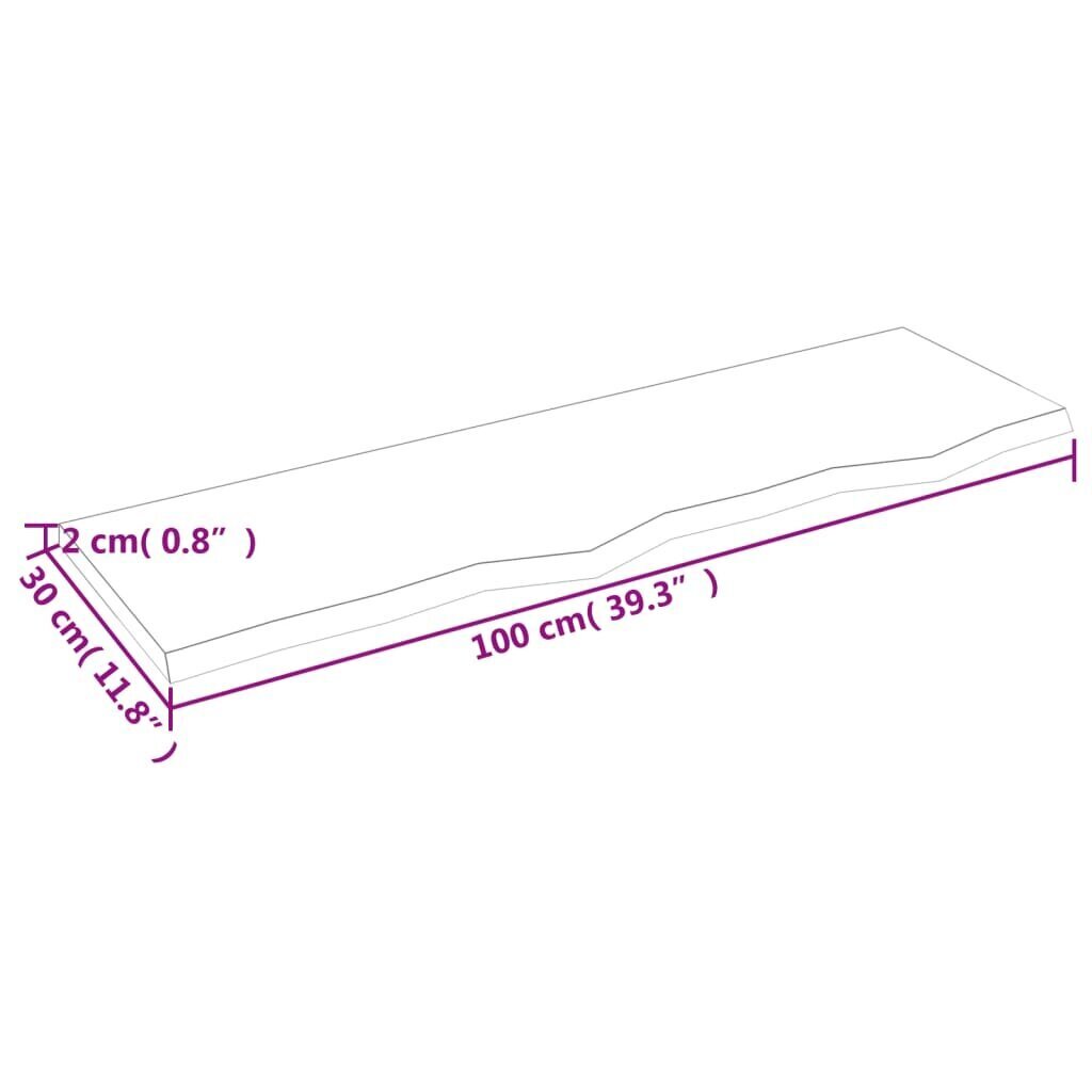 vidaXL seinariiul, helepruun, 100 x 30 x 2 cm, töödeldud tammepuit hind ja info | Riiulid | kaup24.ee