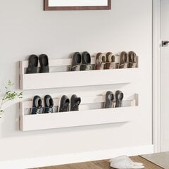 vidaXL seinale kinnitatavad jalatsiriiulid 2 tk valge 110x9x23 cm, mänd цена и информация | Полки для обуви, банкетки | kaup24.ee