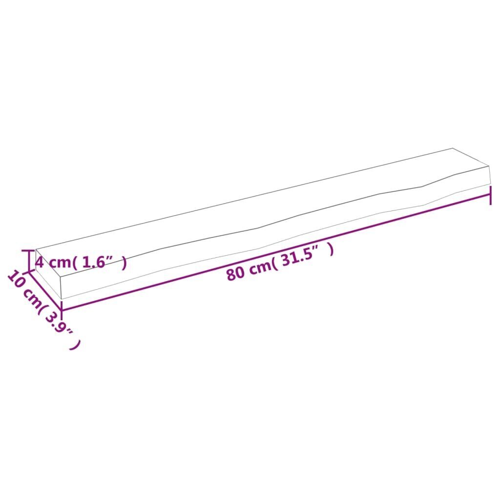 vidaXL seinariiul, helepruun, 80 x 10 x 4 cm, töödeldud tammepuit hind ja info | Riiulid | kaup24.ee