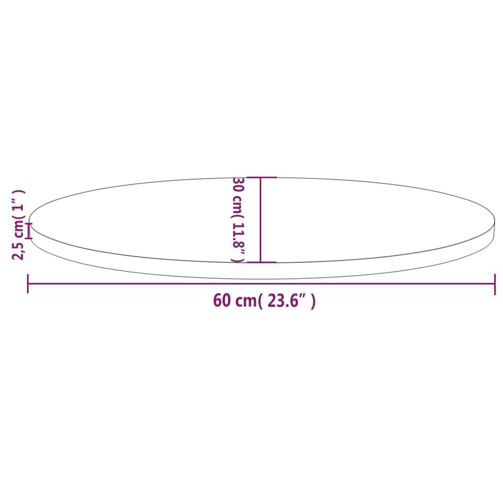 vidaXL lauaplaat, 60 x 30 x 2,5 cm, männipuit, ovaalne цена и информация | Lauaplaadid | kaup24.ee