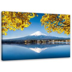 Seinapilt Fuji järve mägi ja kollased lehed hind ja info | Seinapildid | kaup24.ee