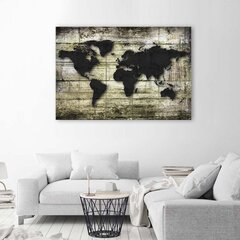 Seinapilt Must maailmakaart цена и информация | Картины, живопись | kaup24.ee
