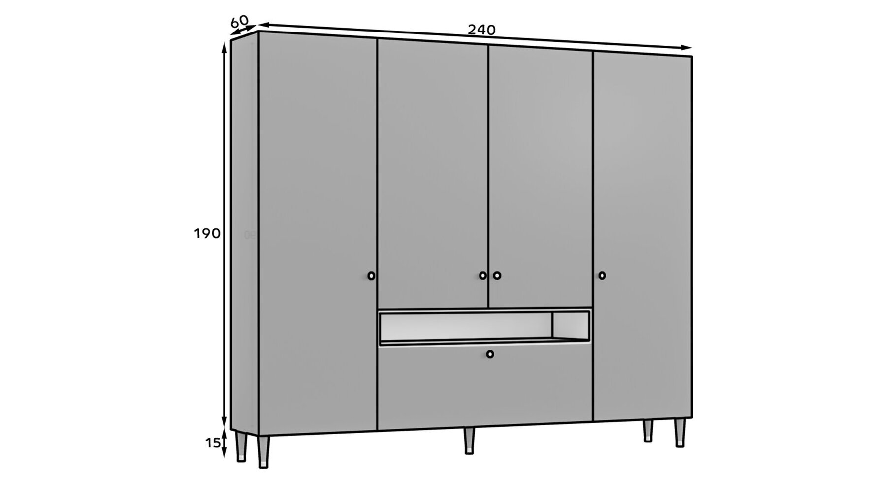 Riidekapp Includo, 240x60x205 cm, sinine цена и информация | Kapid | kaup24.ee