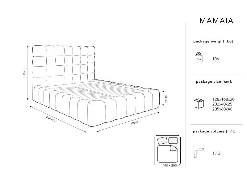 Voodi Micadoni Home Mamaia 140x200cm, hall hind ja info | Voodid | kaup24.ee