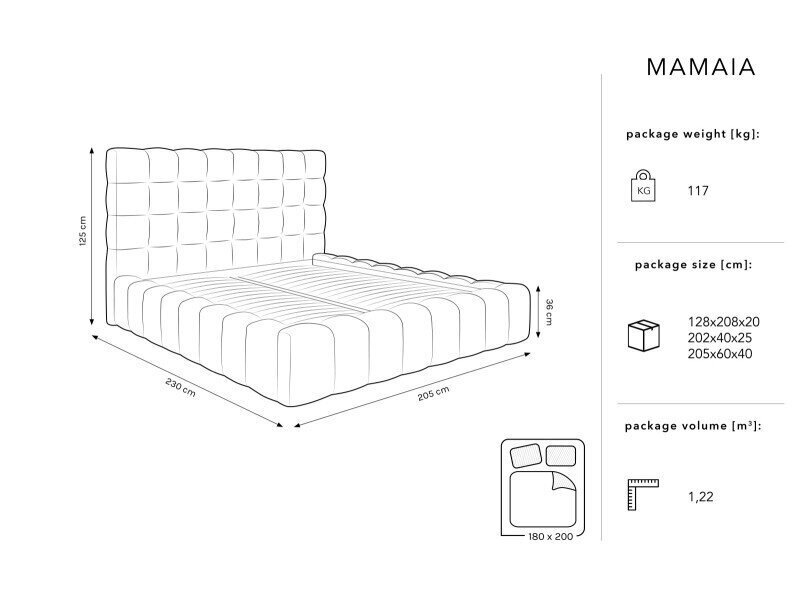 Voodi Micadoni Home Mamaia 180x200cm, tumehall hind ja info | Voodid | kaup24.ee