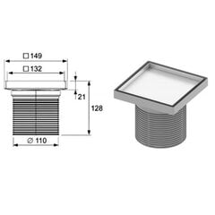 Tece drainpoint S äravoolu ülemine osa, 150 mm, restiga plaatide paigaldamiseks цена и информация | Душевые сливы | kaup24.ee