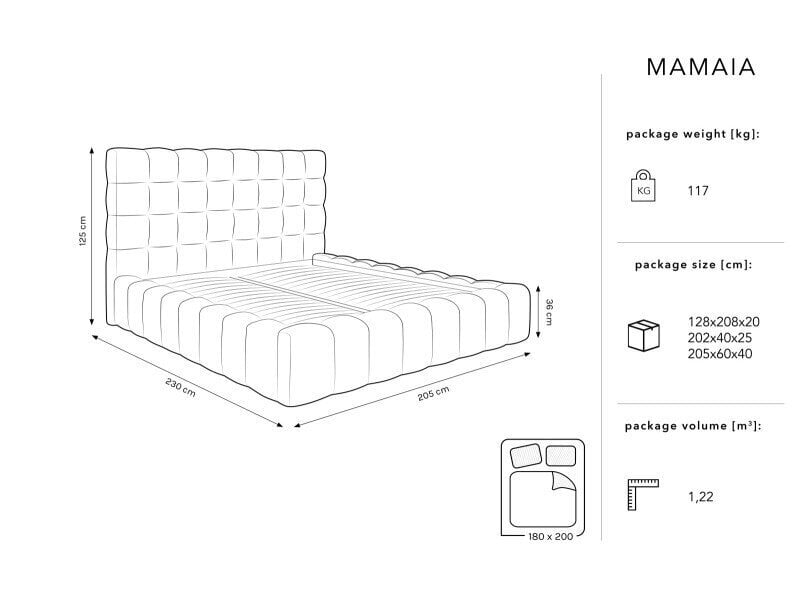 Voodi Micadoni Home Mamaia 180x200cm, helesinine hind ja info | Voodid | kaup24.ee