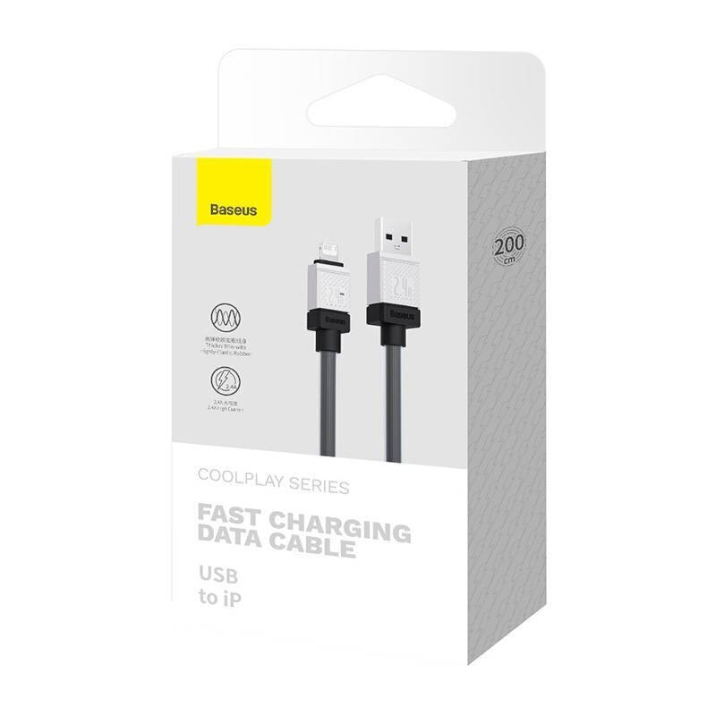 Baseus Kiirlaadimiskaabel Baseus USB-A kuni Lightning CoolPlay seeria 2m, 2,4A (must) цена и информация | Mobiiltelefonide kaablid | kaup24.ee